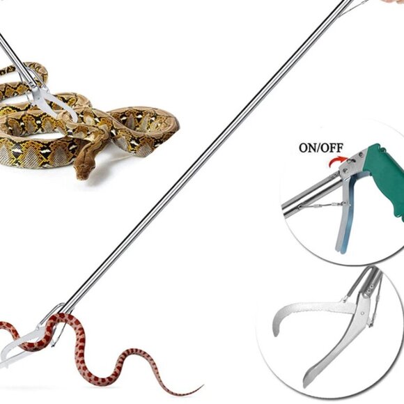 47” Reptile Snake Tongs Catcher Grabber Hook Stick Handling Tool Lock Heavy Duty - Picture 7 of 7